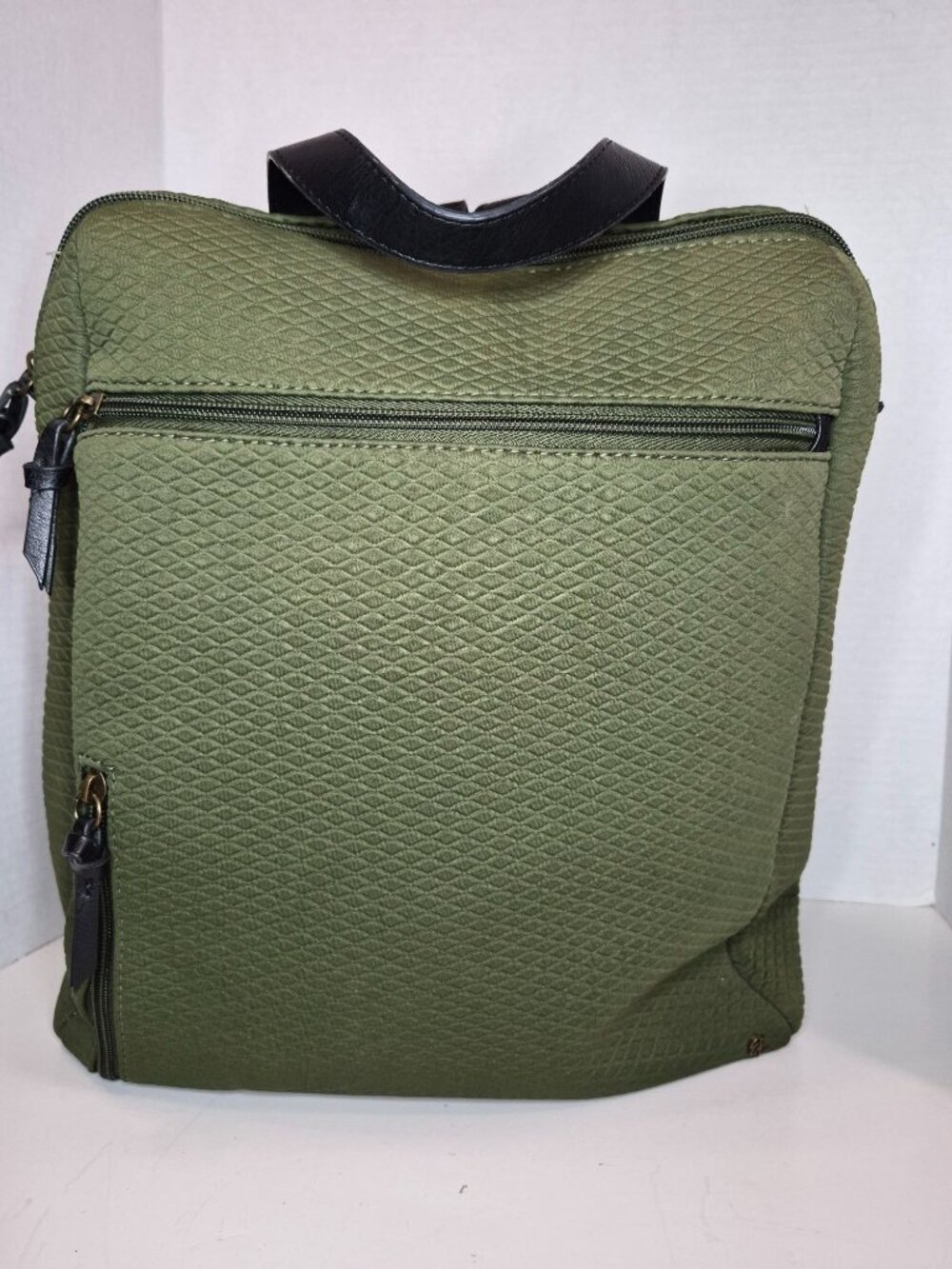 Elliott Lucca Green Textured Travel Kids Shopping Large Comfort Backpack Handbag